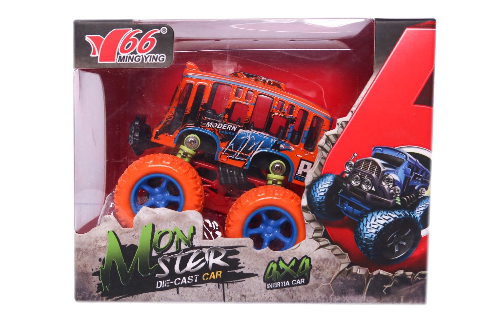 Captech Toys Monster Trucks Friction Powered Cars for Kids, Toddler Toys Inertia Car Toys (Orange)