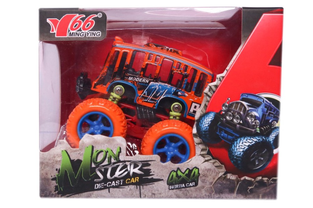 Captech Toys Monster Trucks Friction Powered Cars for Kids, Toddler Toys Inertia Car Toys (Orange)