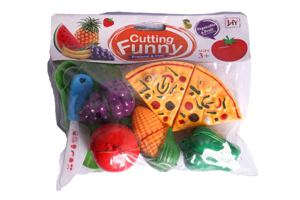 Cutting Fruits And Vegetables With pizza-10 Pieces - Multicolor