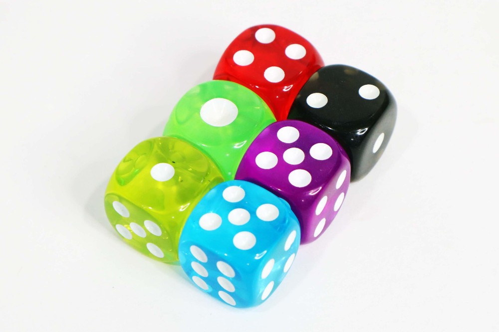 Multi Color Crystal Ludo Dice 14mm