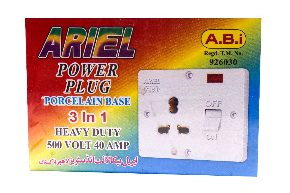 Power Plug Porcelain Base 3 In 1 Heavy Duty 500 Volt 40 Amp