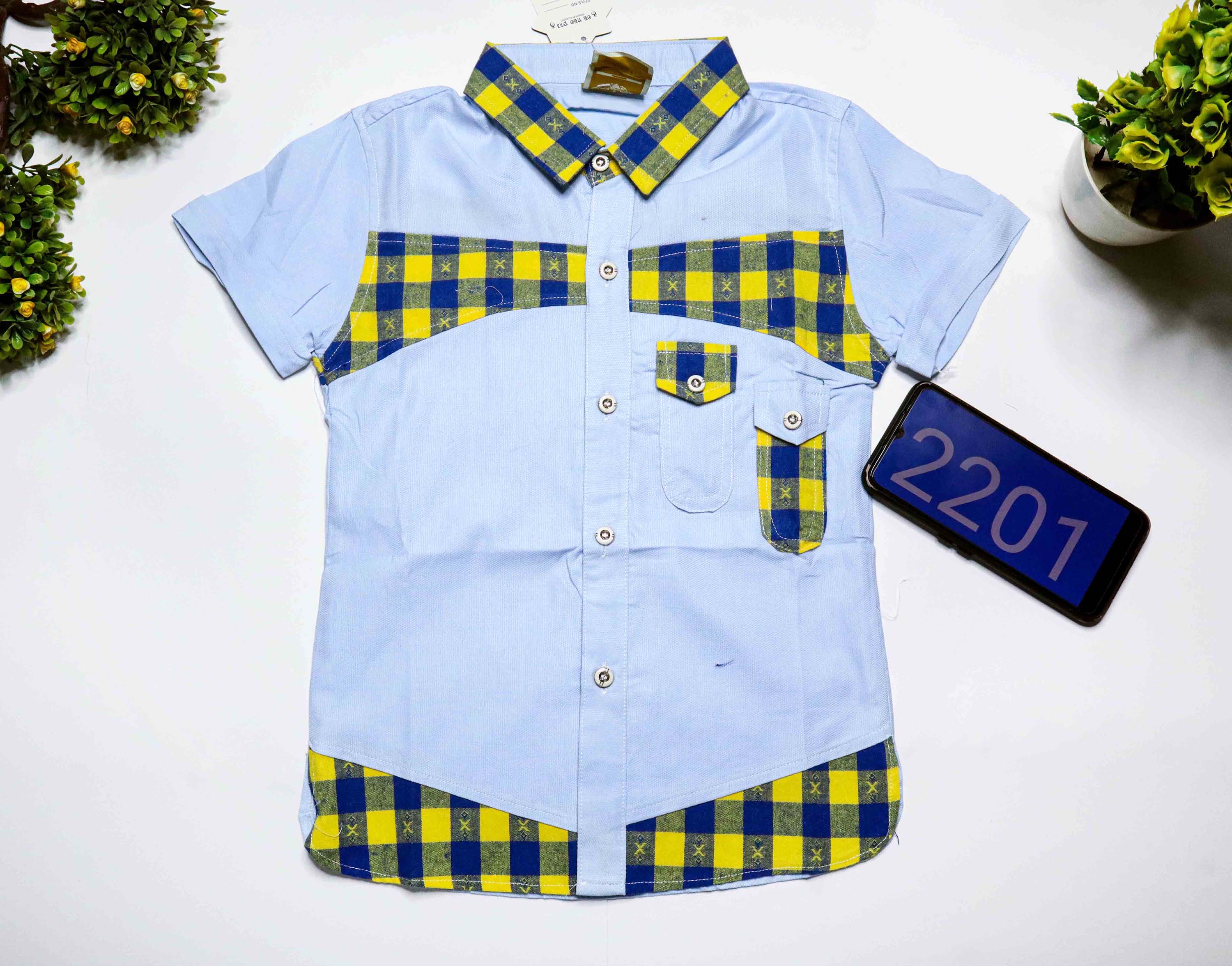 Short sleeve summer cool shirt classic plaid short set for kids boy