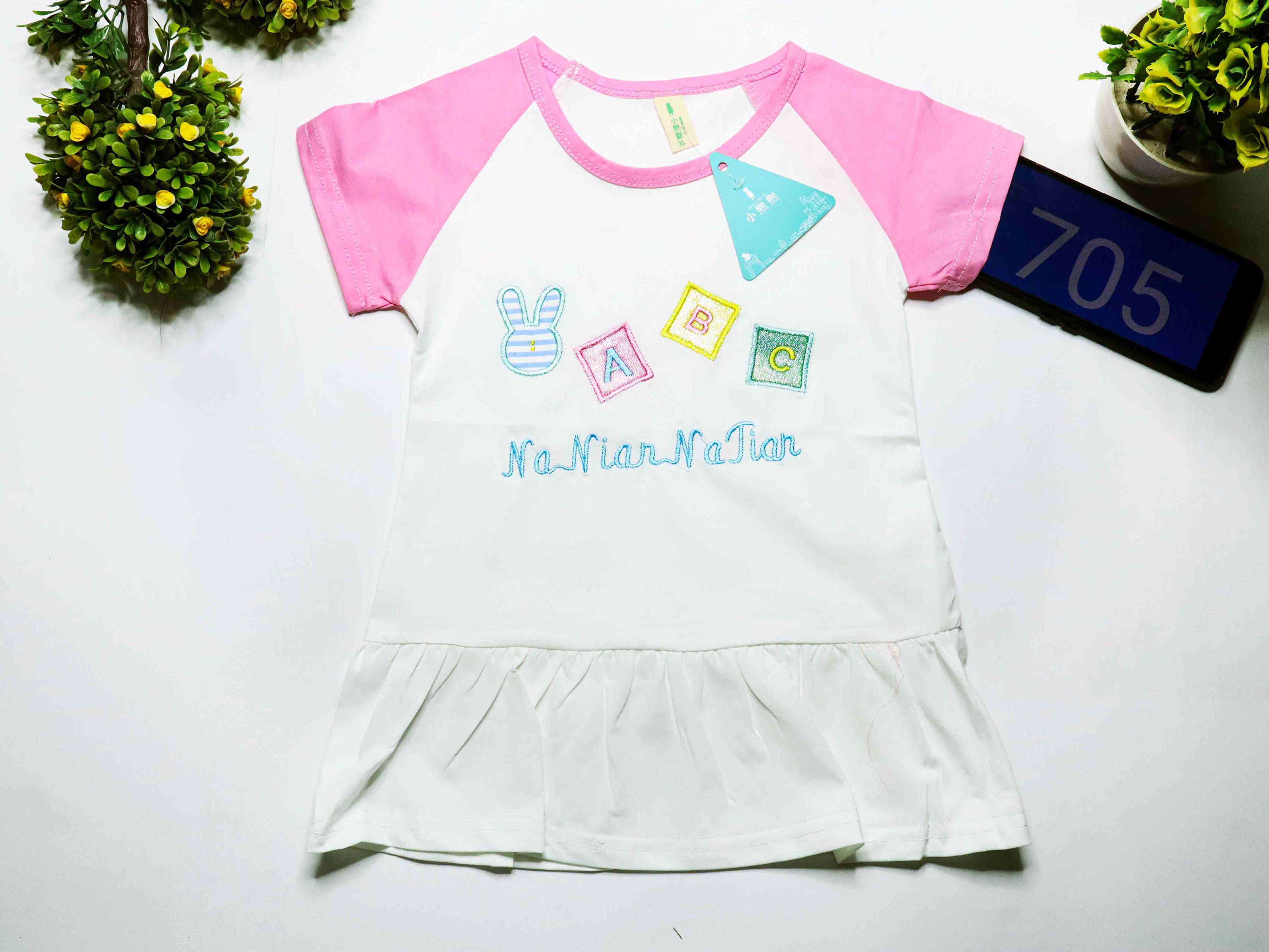 Girls Shirt Printed T-shirt baby Short-sleeved Round Neck Loose Heart Pattern Shirt Summer