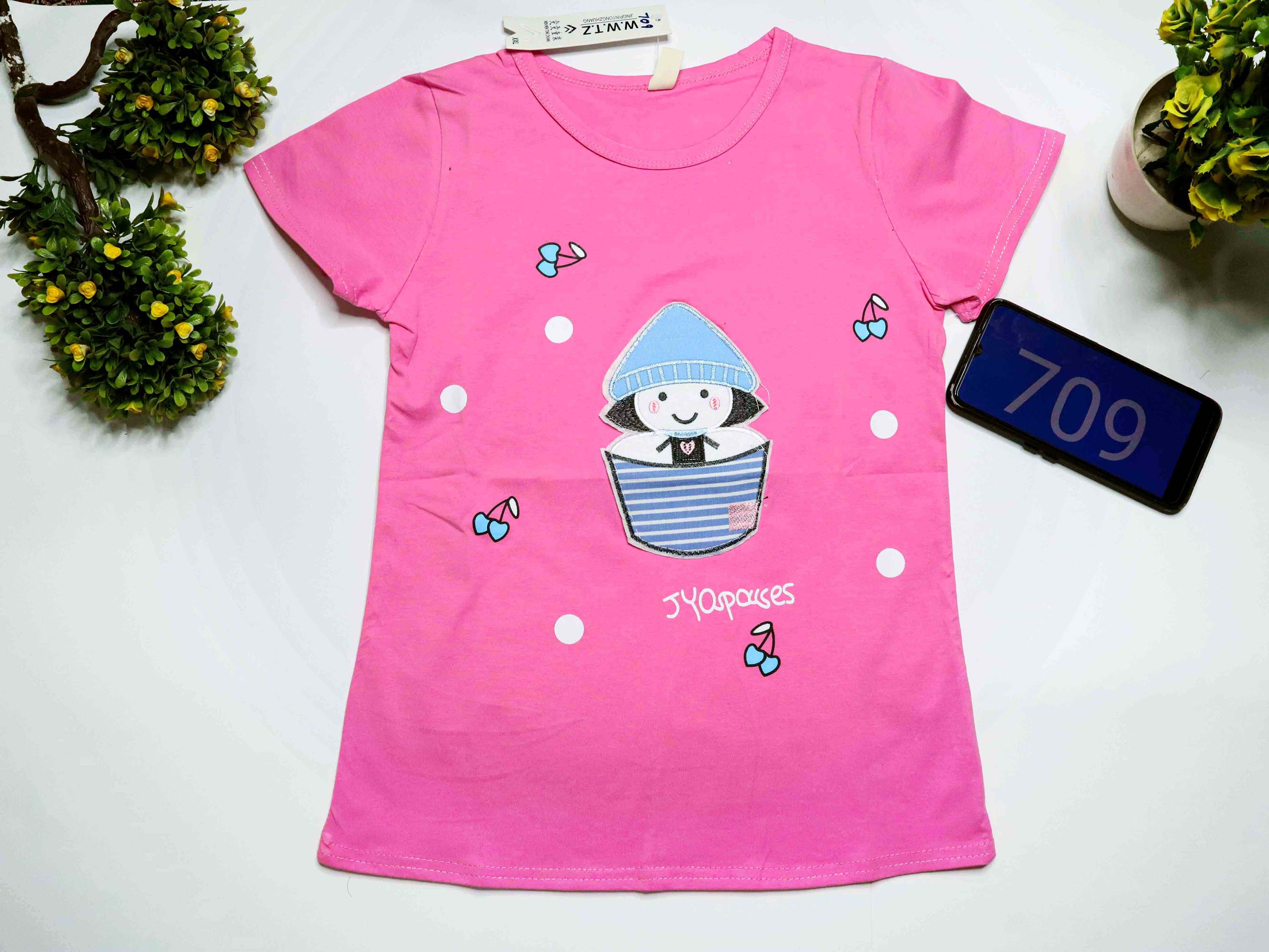 New Fashion Cartoon Flower Printed Children Girls Dress small Sleeve Toddler Baby Girls shirt